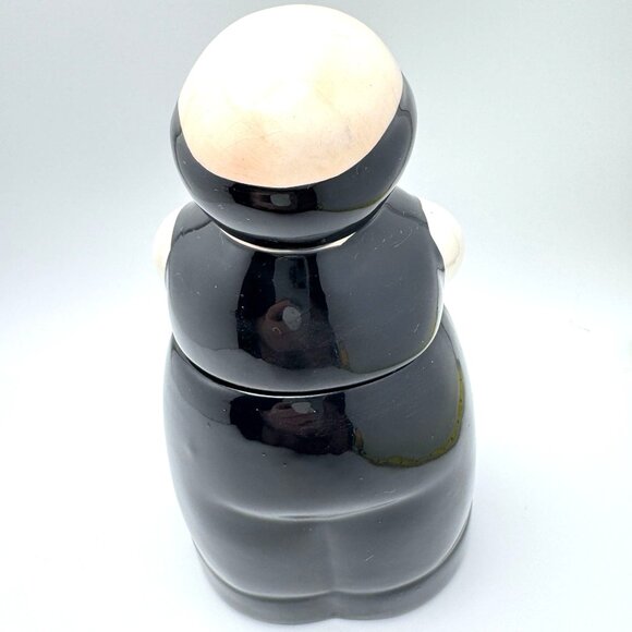 Vintage Ceramic Waiter Tea Canister Dispenser With Lid - 6.5" Black & White - Picture 9 of 11